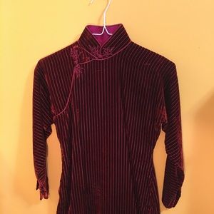 Velvet Nehru 3/4 sleeve dress!